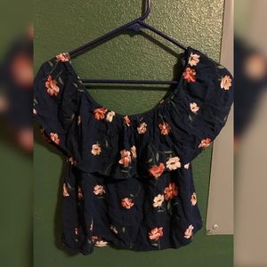 Women’s Floral- Print Ruffle Crop Top
